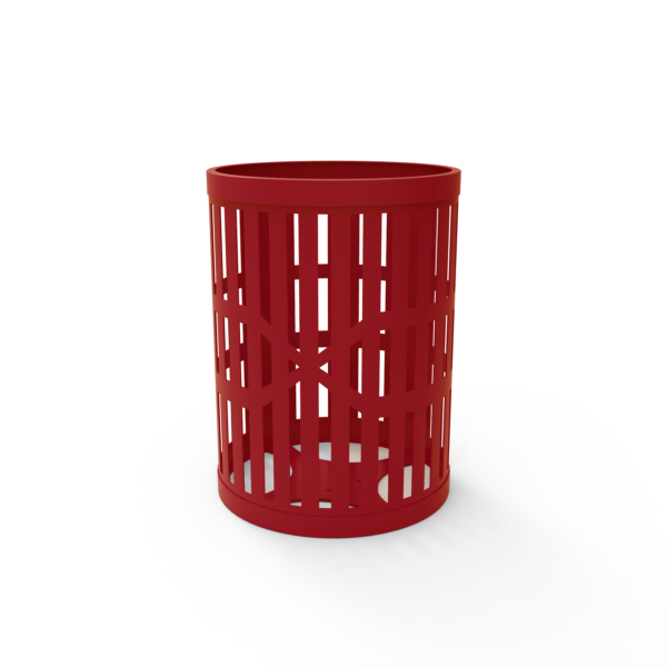 Round Strap Steel Trash Receptacle – 32 Gallon