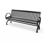 Village Slatted Metal Bench 6′