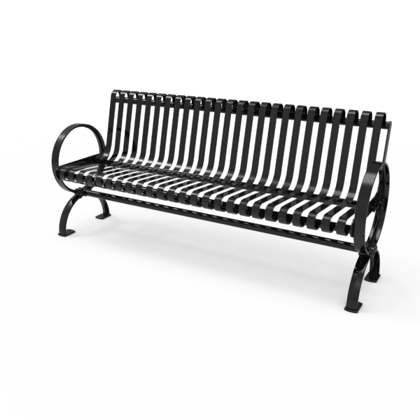 Village Slatted Metal Bench 6′