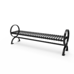 Village Slatted Metal Bench 6′